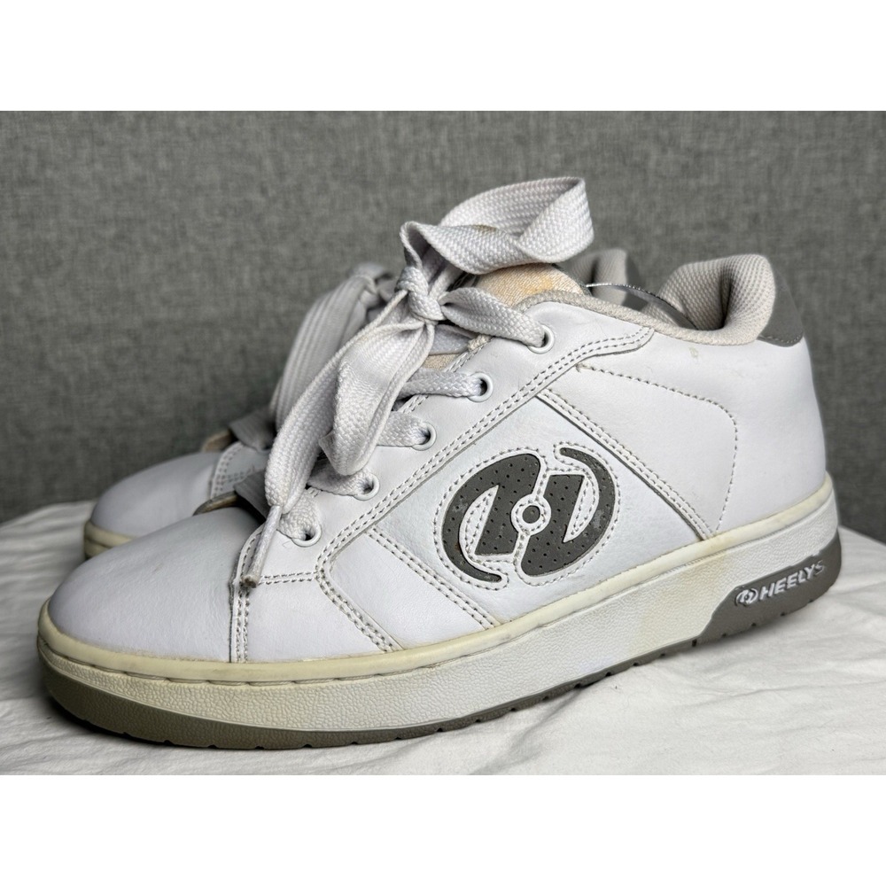 Heelys‎ White Leather Gray Logo With Rollers Men's 7 Boys Vintage Style 9171 - Picture 2 of 9